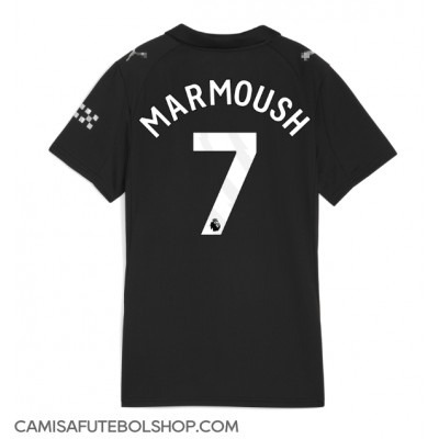 Camisa de time de futebol Manchester City Omar Marmoush #7 Replicas 2º Equipamento Feminina 2025-26 Manga Curta Camisa de time de futebol Manchester City Omar Marmoush #7 Replicas 2º Equipamento Feminina 2025-26 Manga Curta